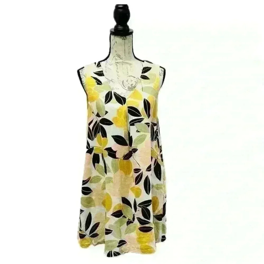 Rachel Zoe Linen Floral Dress Sleeveless Size Small